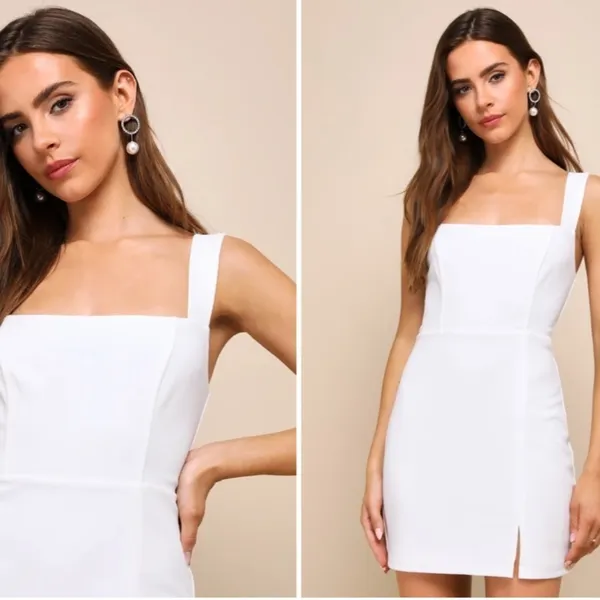 LULUS Bridal Bachelorette Engagement Bridal Shower Sexy Squareneck Mini Dress - Image 5