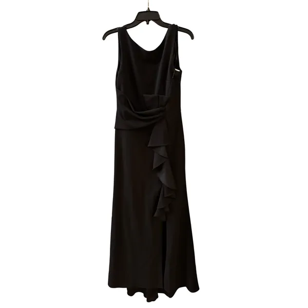Betsy & Adam Christine Scuba Crepe Ruffled Bow Gown 10 petite - Image 4