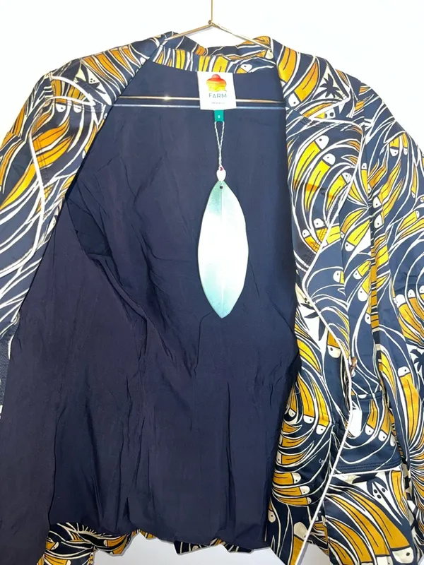 Farm Rio Toucan Spirals Blazer NWT Off White Tropical Print Jacket‎ S - Image 5