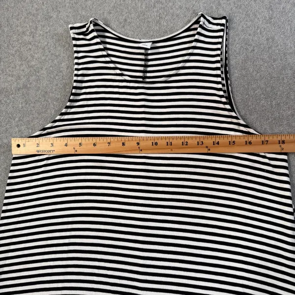 Old Navy Women's Large Black White Stripe Tank Dress Casual Sleeveless Swing - Image 5