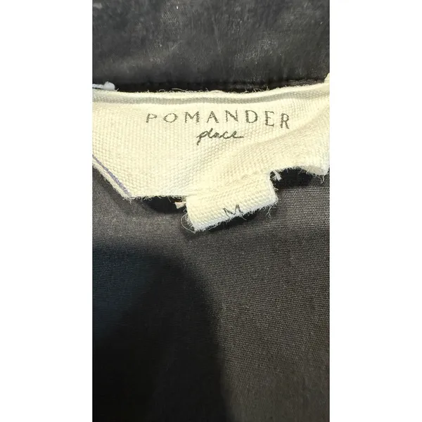 Pomander Place turkernuck Black Drop Waist Shirt Dress Gold Button Womens Medium - Image 4