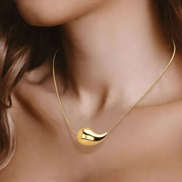 NWT Lux lux 18K gold dipped puffed sideways teardrop 16” necklace - Image 2