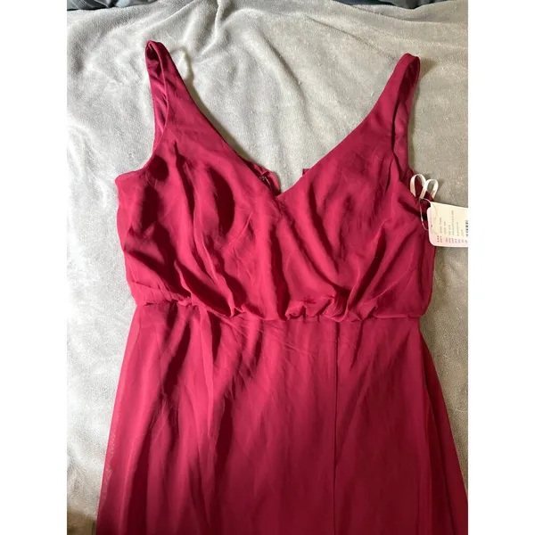 NWT‎ THREAD Bridesmaid Ines Chiffon Sleeveless Gown Burgundy Dessy Size 12 R - Image 7
