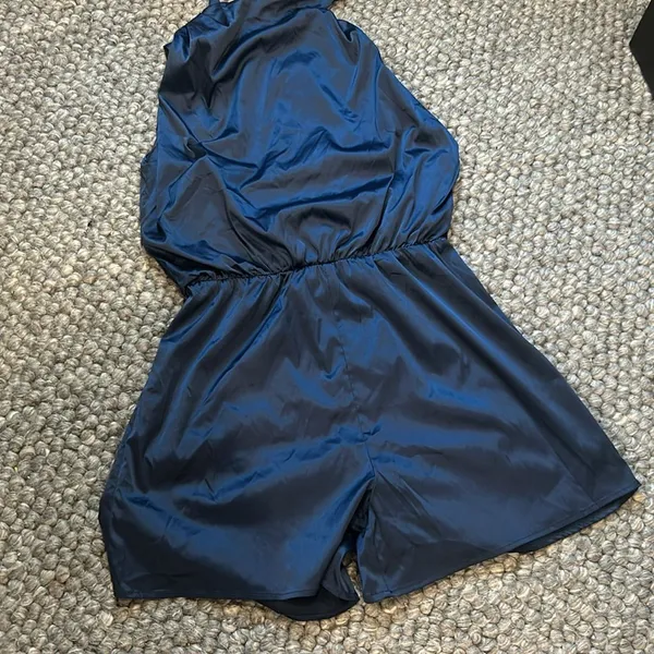 Cherley Satin Navy Blue Romper Size Medium - Image 3