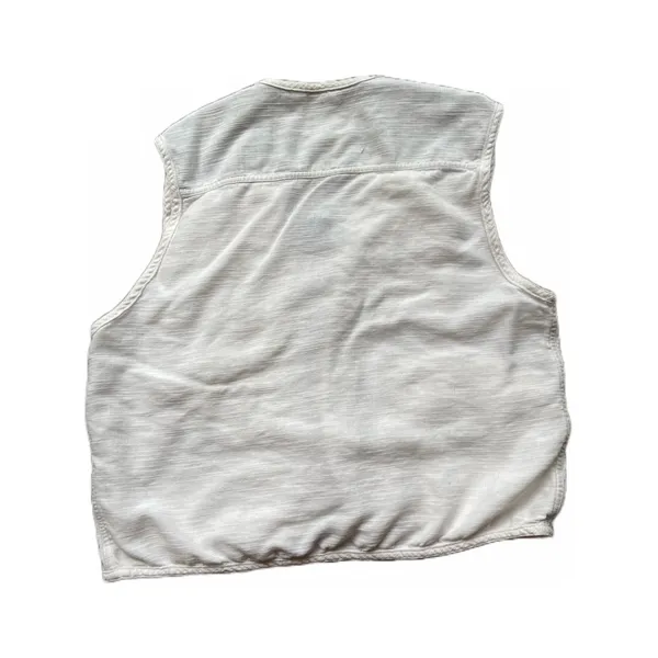 White camping / hunting / fishing vest with green plaid lining and front pockets 🔥 - Image 4