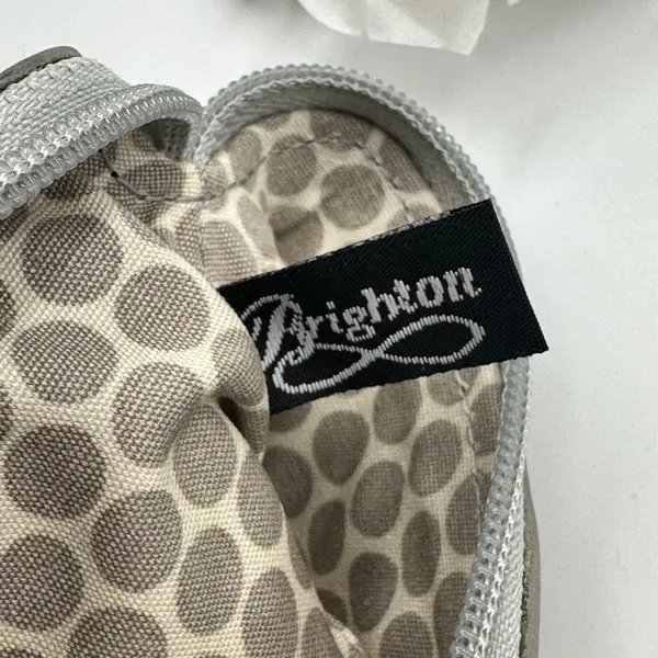 Brighton Patent Leather Heart Coin Purse Beige Tan Zip Pouch Polka Dot Lining - Image 5