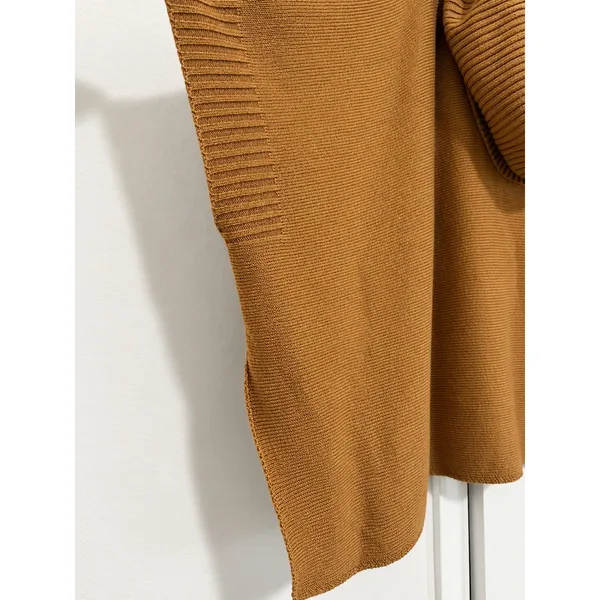 H&M Camel Brown Cowl Neck Poncho Sweater Cape Oversized One Size - Image 3