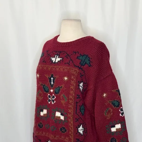 Vintage Studio MICHELLE STUART Wool Blend Geometric Sweater Hand Knit Small - Image 5