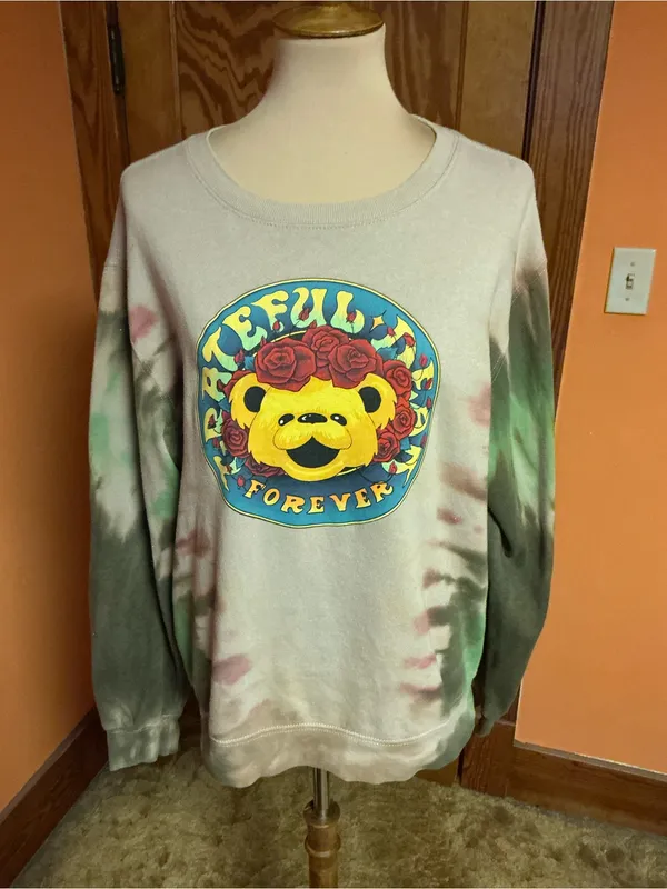 Grateful Dead Grateful Forever Dancing Bear Tie Dye Sweatshirt Large - Image 4