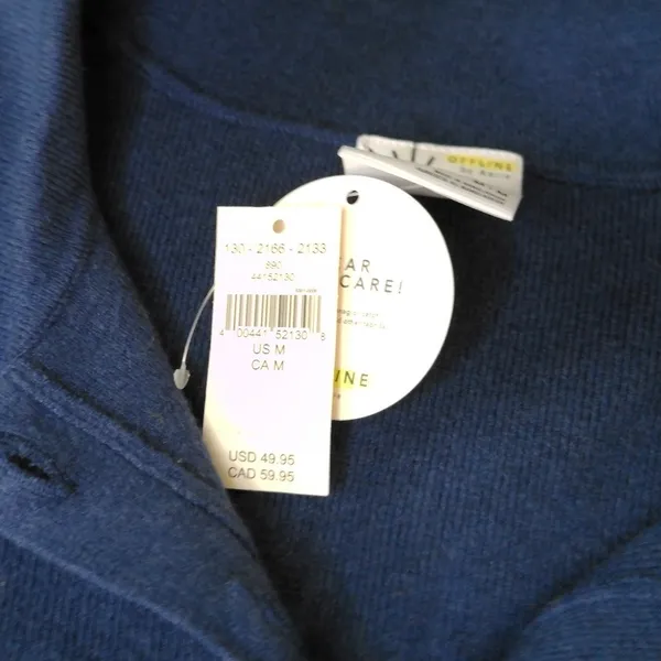 Aerie OFFLINE Short Sleeve‎ Knit Polo Sweater Navy Blue M NWT 1301-2188 - Image 6