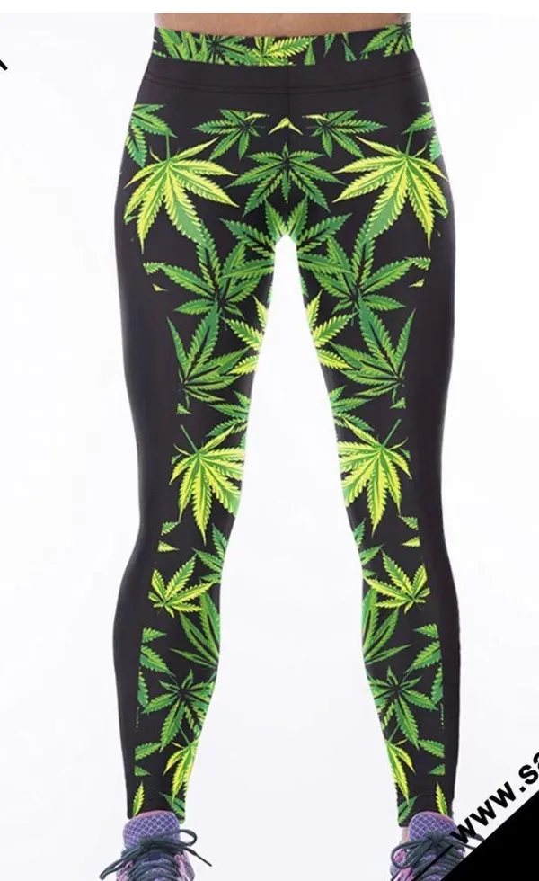 Women Weed Leafs 3D Print 420 Leggings - Image 2