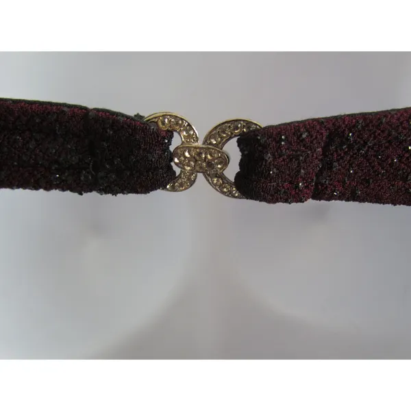 Bari Jay Maxi Dress‎ XS Burgundy Glitter Open Back Rhinestone 90s Vintage Gown - Image 4