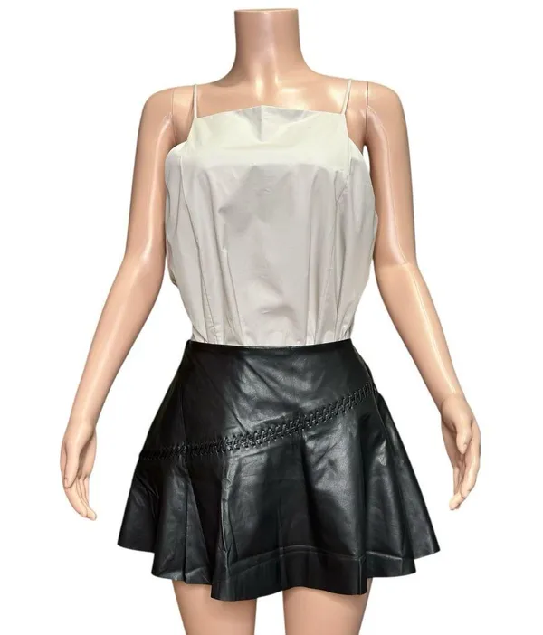 HOUSE OF CB Nova Vegan Leather Mini Skirt, Black, Large - Image 8