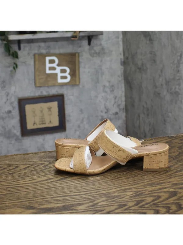 NWT Style & Co. Victoriaa Double Band Block Heel Dress Sandals Cork Brown 6.5M - Image 12