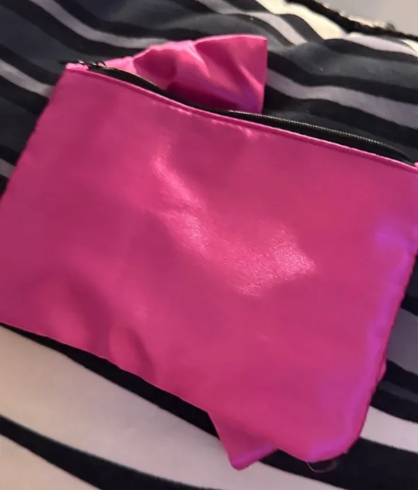 Ipsy Hot Pink Satin Cosmetic Glam Bag - Image 4
