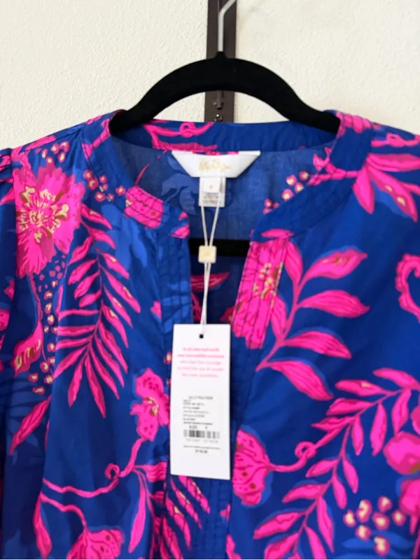 NWT Lilly Pulitzer Coulter Long Sleeve Cotton Top Blue Never Ending Summer - Image 4