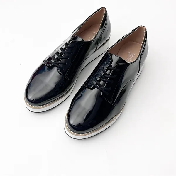 BRASH Black Faux Leather Textured Lace Up Platform Oxford Loafers 8.5 Preppy - Image 8