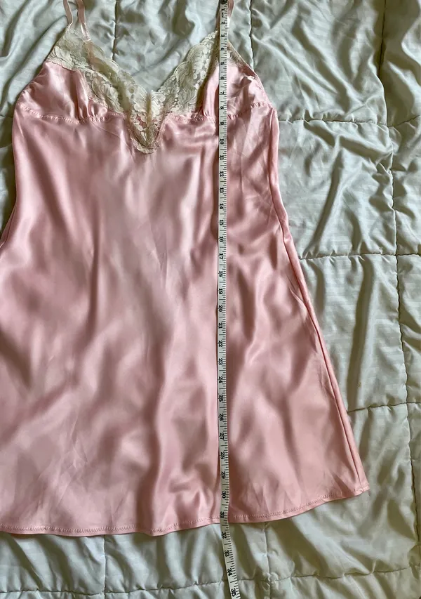 H&M Nightgown Size M Pink Lace Trim Low Back Ribbon - Image 6