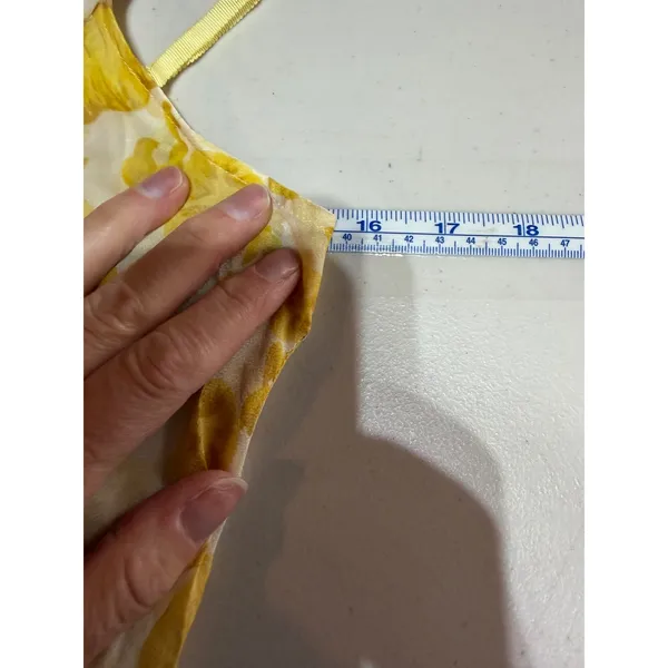 Tracy Reese Cami Top Womens Small Yellow Silk Lace Trim Citrus Print Y2K Vintage - Image 5