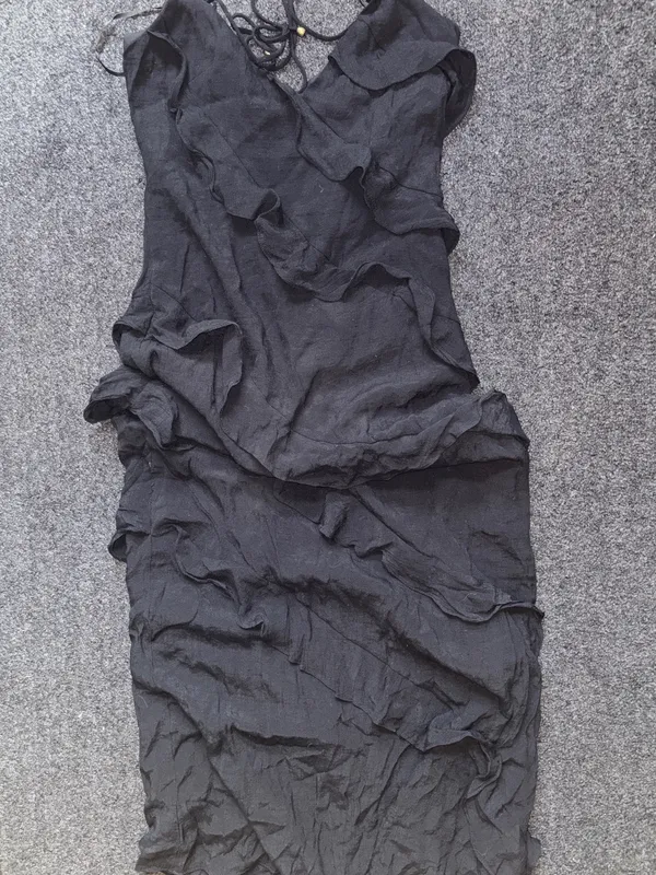 Hill House Billy J Ruffle Tiered Halter Maxi Dress Sz 10 Goth Romantic Cocktail Romantic - Image 3