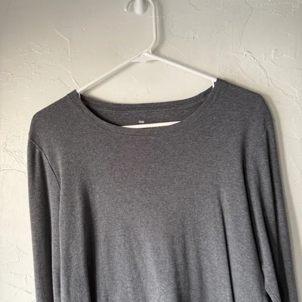 Gap Vintage Y2k The Favorite‎ Crew Long Sleeve TShirt Charcoal Gray L Tall Elena - Image 2