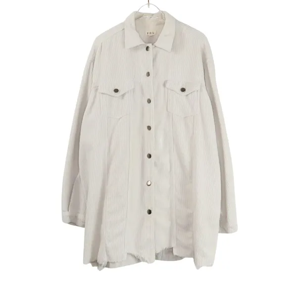 POL Cream Corduroy Button Up Jacket Raw Hem Size Medium Shacket - Image 3