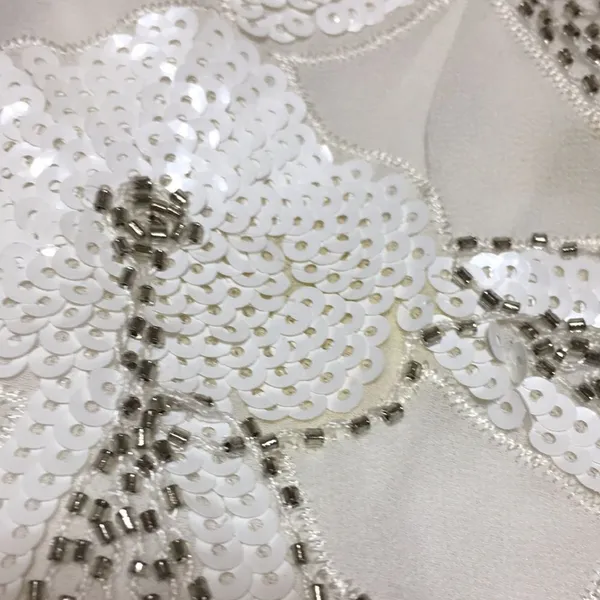 Verty • White Sequin Floral Skirt Large - Image 11