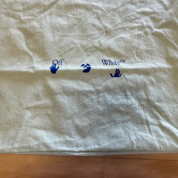Off-White Light Green Cotton Drawstring Dust Bag Blue Logo 11.5x15.5‎ Travel - Image 3