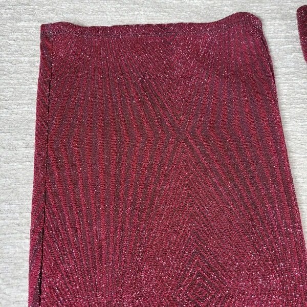Mi Ami Glitter Jumpsuit Womens XXS Red Faux Wrap Wide Leg Holiday New Year Party - Image 16