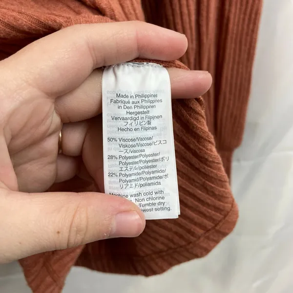 Madewell women's rustic orange soft knit balloon‎ sleeve stretch sweater medium - Image 5