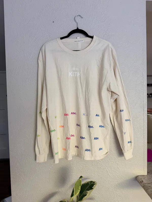 Advisory Board Crystals x Kith long sleeve ABC logo cream multi color shirt S - Image 4