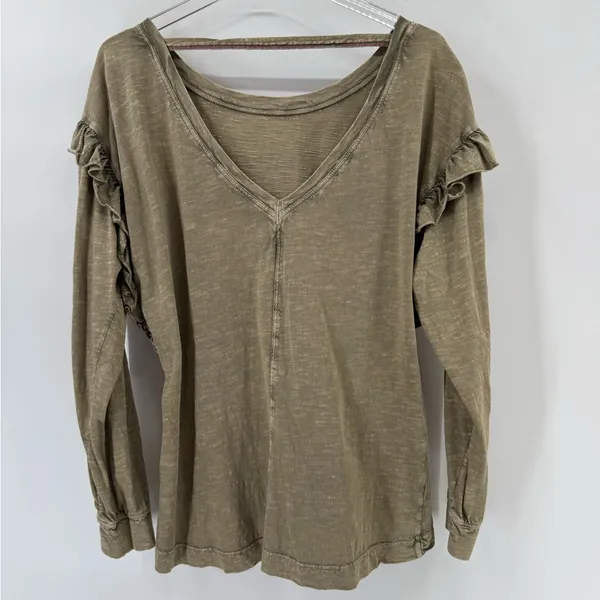 Anthropologie Pilcro Ruffled Open Back Long Sleeves Top in medium‎ - Image 6