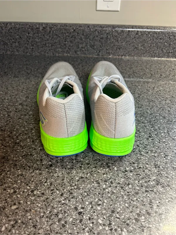 Skechers Light Gray Athletic Sneakers with Neon Green Soles - Image 2