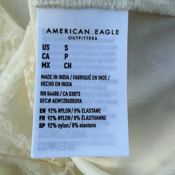 American Eagle Lace Ruffle Bell Sleeve Blouse Cream Fairycore Boho Top NWT S - Image 5