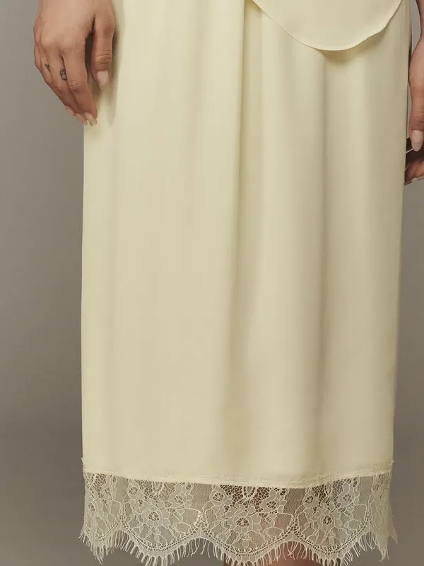 NWT Exquise Light Yellow Layered Chiffon Sleeveless Midi Dress Romantic XXS - Image 3