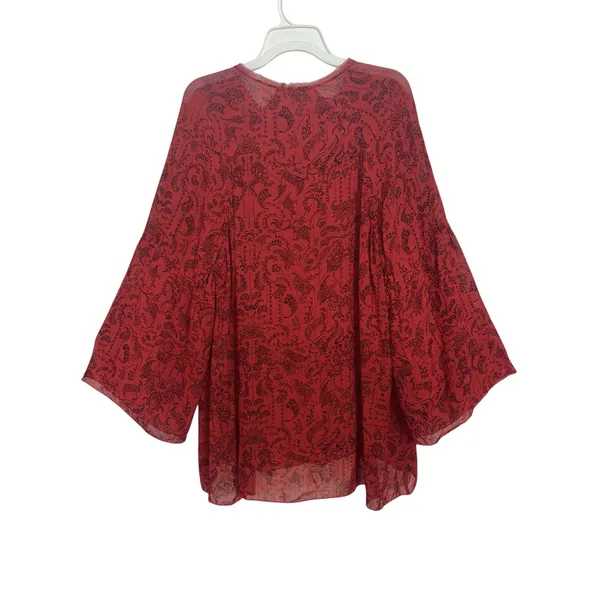 Revolve IRO Red Appoline Mini Shift Dress Size 2 36 Sheer Bell Sleeves - Image 2