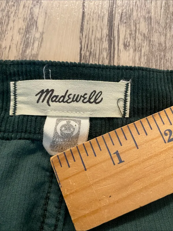 Madewell Emmett Wide Leg Corduroy Pants Welt Pocket Luxury Forest Stretch 29 - Image 7