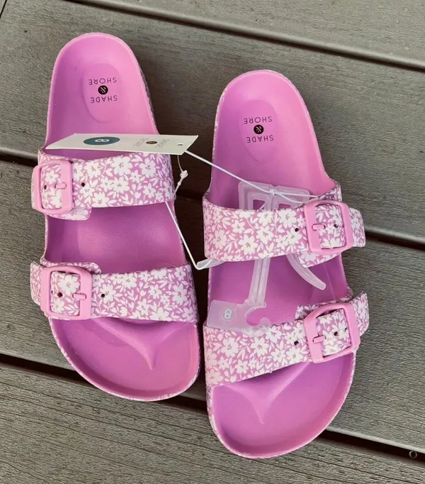 Sand & Shore Sandals Beach Shoes Pink Floral Slides Womens 8 - Image 5
