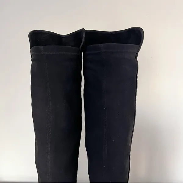 Stuart Weitzman • 5050 Stretch Suede Boots black tall low heel knee high otk - Image 12