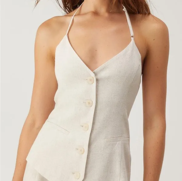 Nasty Gal PREMIUM LINEN TAILORED STRAPPY TOP - Image 4