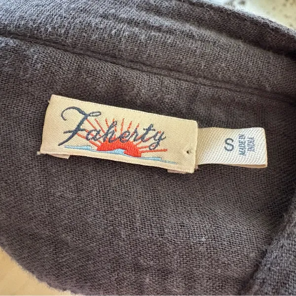 FAHERTY Everleigh Organic‎ Cot-ton Gauze Button Front Blouse Gray Size Small - Image 6