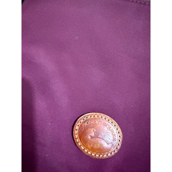 Dooney & Bourke Nylon Crossbody Bag Plum Burgundy Tan Leather Trim Duck Logo - Image 4