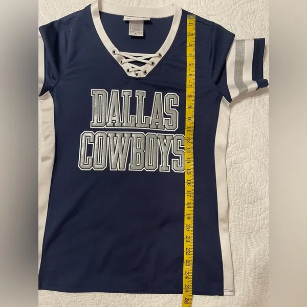 Dallas Cowboys Women's Jersey Small Bling Lace Up Navy Game Day - Image 5