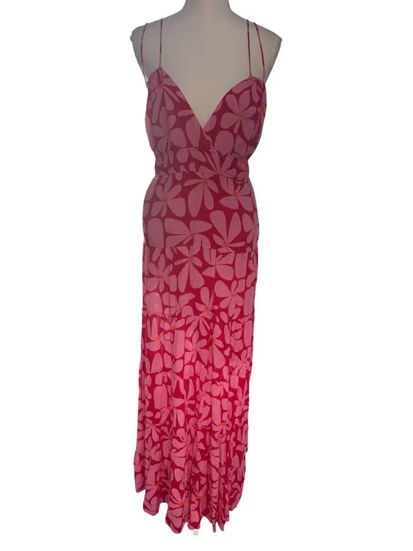 Hutch Swing Maxi Dress in Pink Red Medium Womens Long floral gown - Image 5