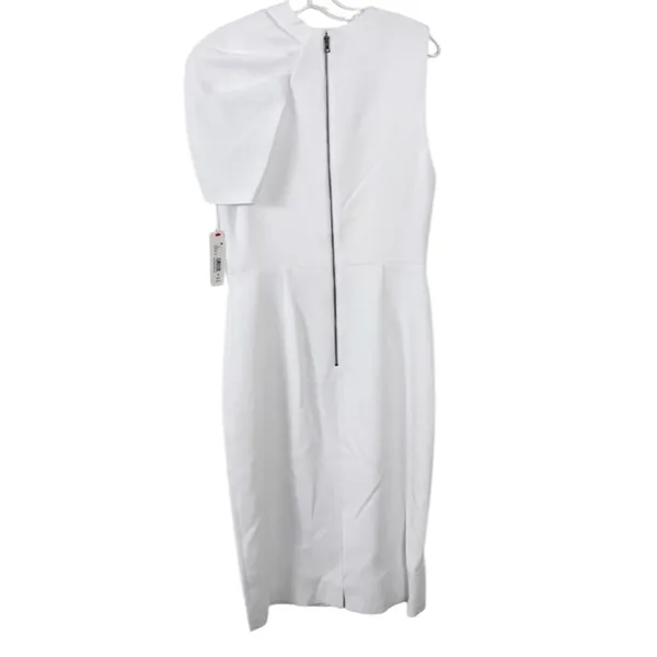 Alice + Olivia Kiro White Ruffle Gathered One Shoulder Wedding Sheath Dress 2 - Image 7