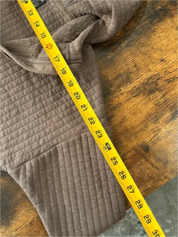 Gap GapFit Quilted Zip Front Hoodie Jacket Brown S Hippie Fisherman Cottage Boho - Image 6