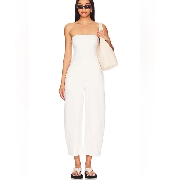 We The Free Je Suis Pret Barrel Jumpsuit In White Size Medium - Image 2