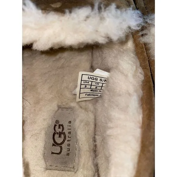 UGG Australia women Ascot‎ Chestnut Brown 5775 Suede Sheepskin Loafer Sz 9 - Image 5