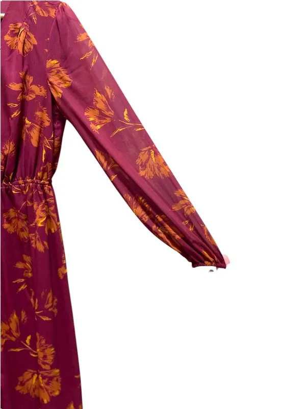 Chelsea28 Maxi Dress Burgundy Size XS Floral Coastal Wedding Bohemian Flowy Cute - Image 10