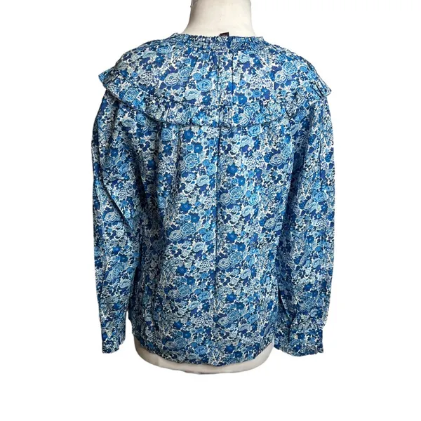 J. Crew Smocked Popover Top in Liberty Elysian Day Floral‎ Sz S - Image 2